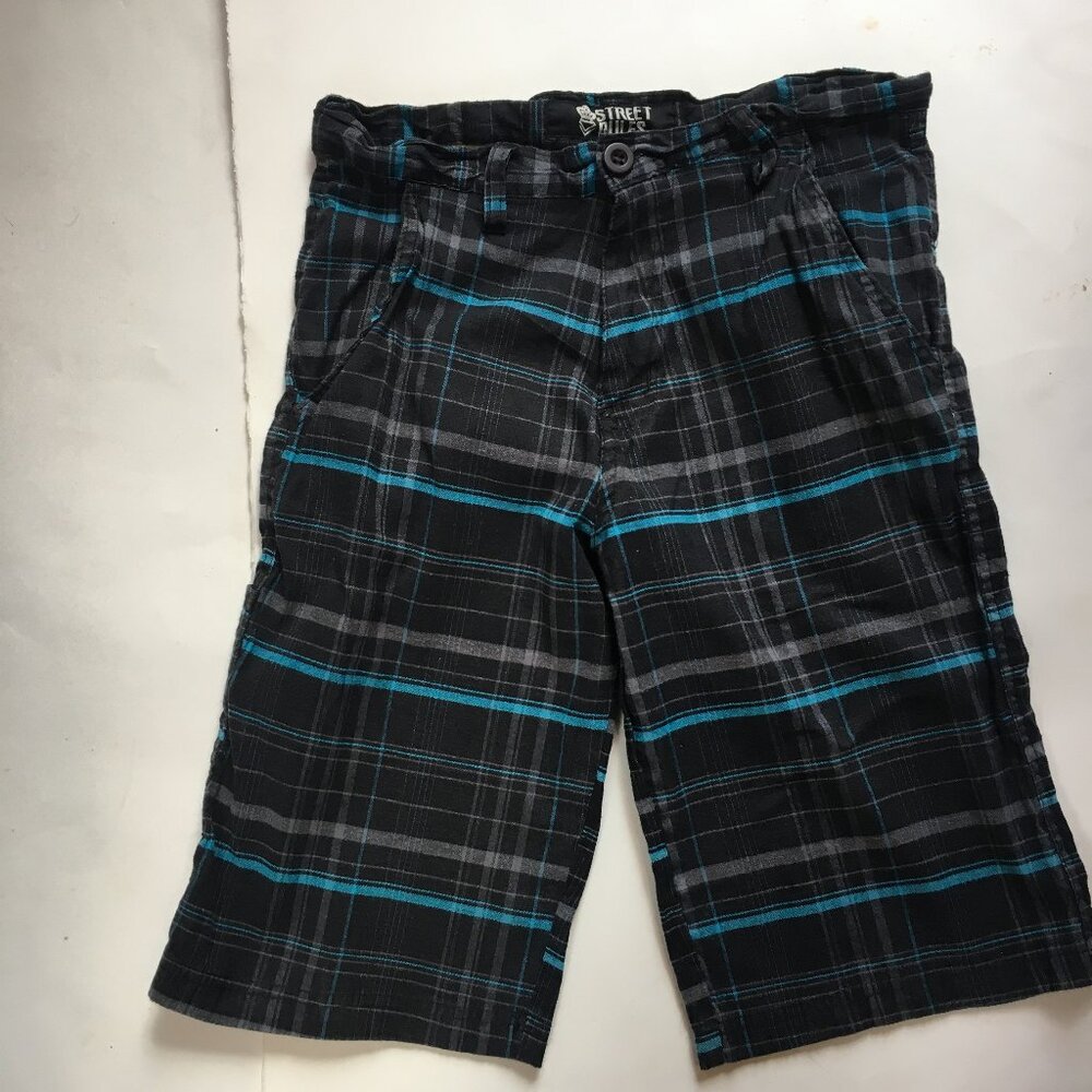 Street Rules SHORTS Long Plaid GOLF CHINO CASUAL SKATE Youth Boys Size 16 Black